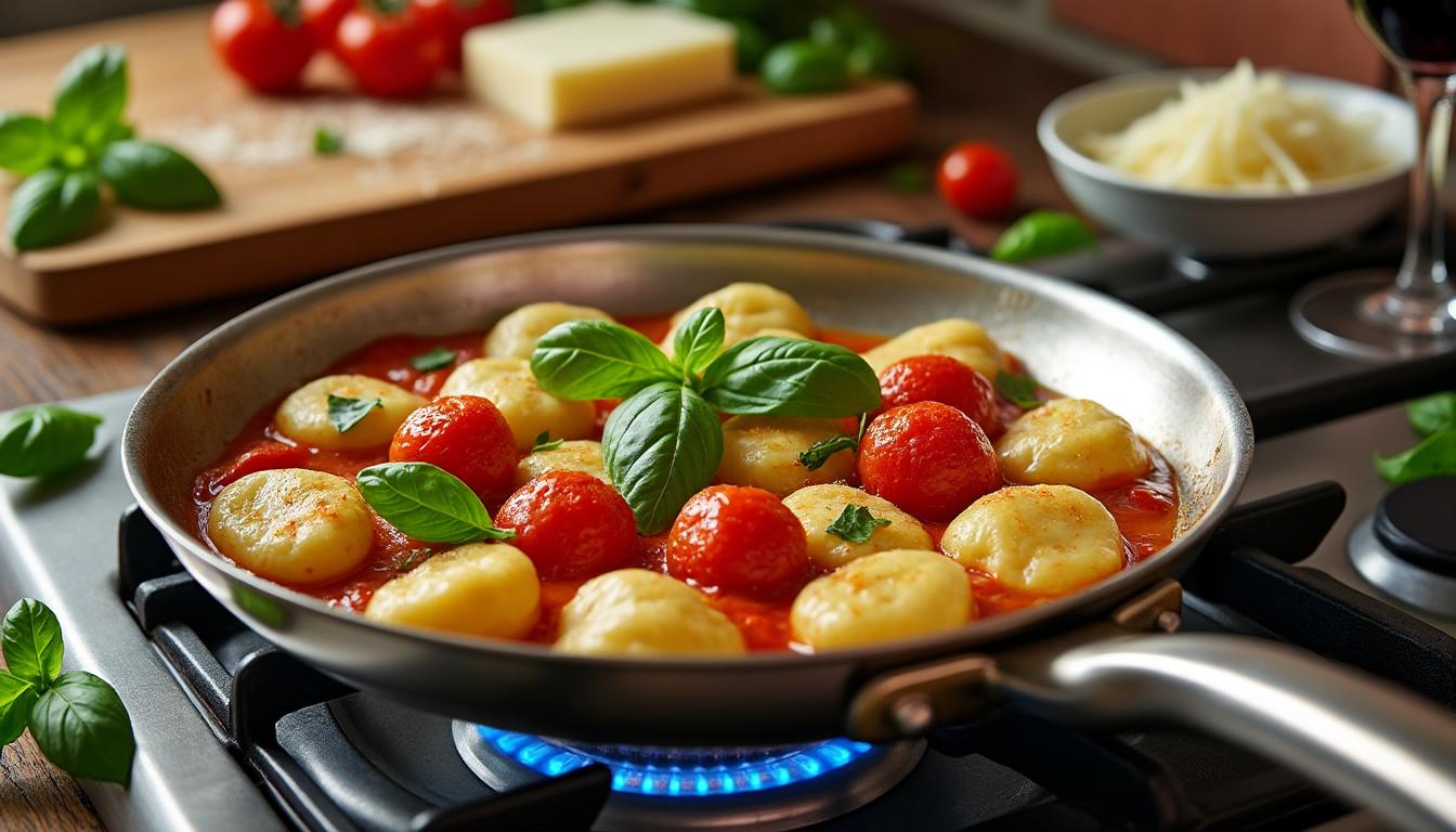 découvrez une assiette gourmande : artichauts poivrade aux copeaux de parmesan, poêlée de gnocchis aux tomates cerises et salade de fruits jaunes. un menu frais, savoureux et coloré à déguster !