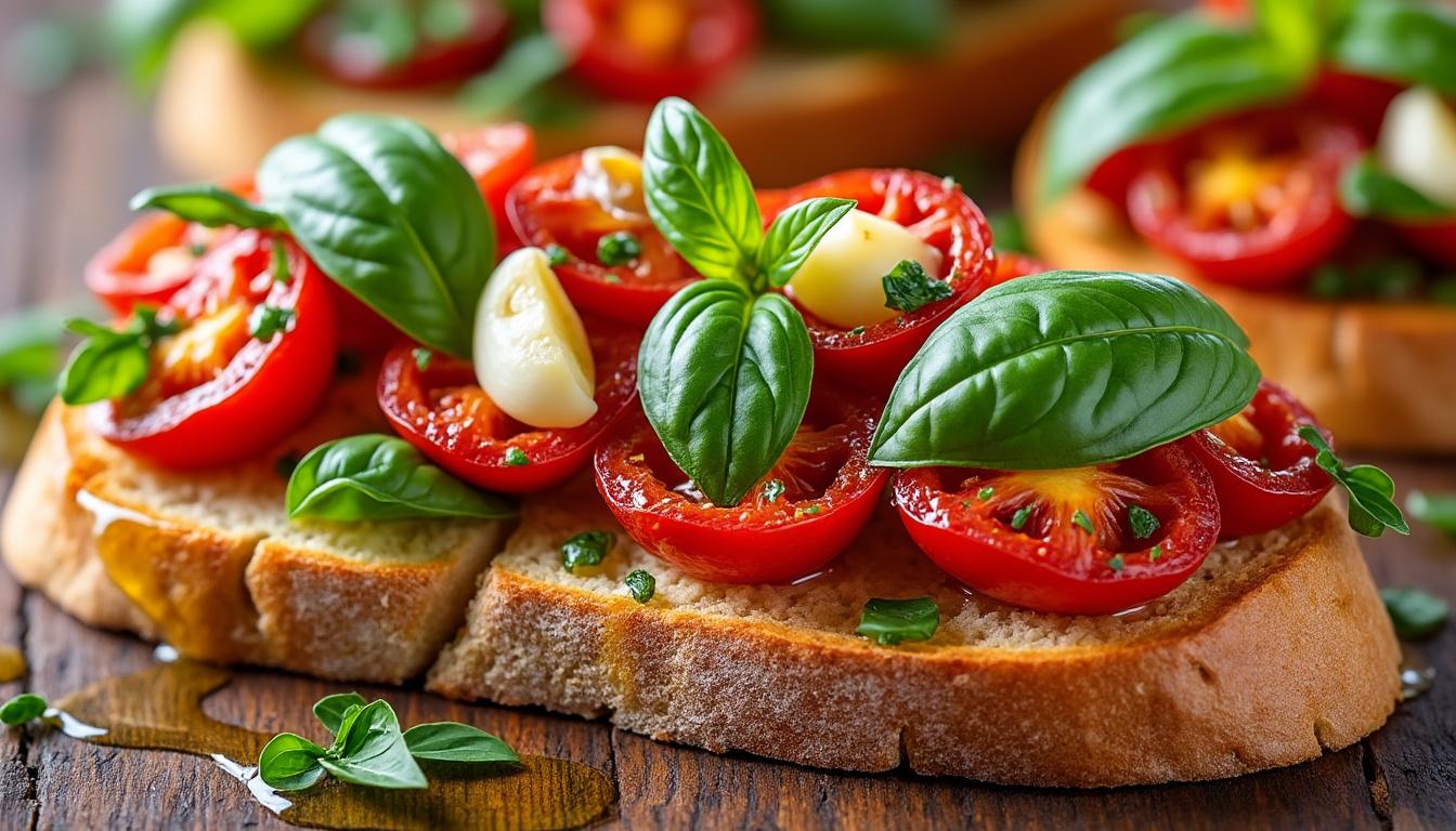 Bruschetta à la tomate confite / Filet mignon au citron et thym / Glace fraise maison découvrez un menu savoureux avec une bruschetta à la tomate confite, un filet mignon délicatement parfumé au citron et au thym, suivi d’une glace fraise maison onctueuse. des saveurs authentiques pour un repas gourmand.