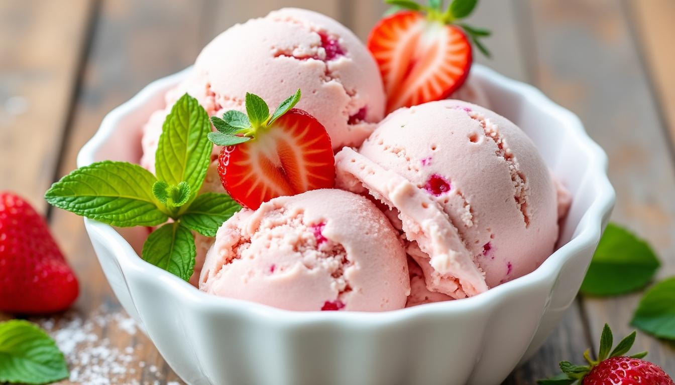 Bruschetta à la tomate confite / Filet mignon au citron et thym / Glace fraise maison découvrez un menu savoureux : bruschetta à la tomate confite en entrée, filet mignon tendre au citron et thym en plat, et une glace à la fraise maison pour finir sur une note gourmande.