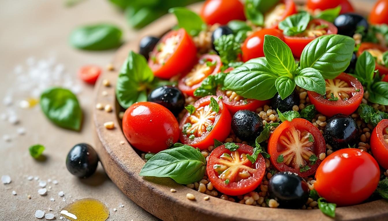 Carpaccio de courgette jaune au parmesan / Épeautre aux tomates rôties et olives / Crumble aux abricots découvrez un menu estival et gourmand avec un carpaccio de courgette jaune au parmesan, de l'épeautre aux tomates rôties et olives, et un délicieux crumble aux abricots. idéal pour un repas sain et savoureux !