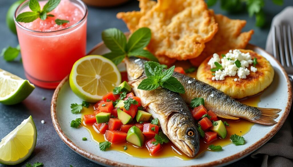 découvrez un menu estival composé d’un ceviche de maquereau au citron et herbes fraîches, de savoureuses galettes de courgette à la feta, et d’un granité rafraîchissant pastèque-citron vert. des recettes légères parfaites pour les beaux jours !