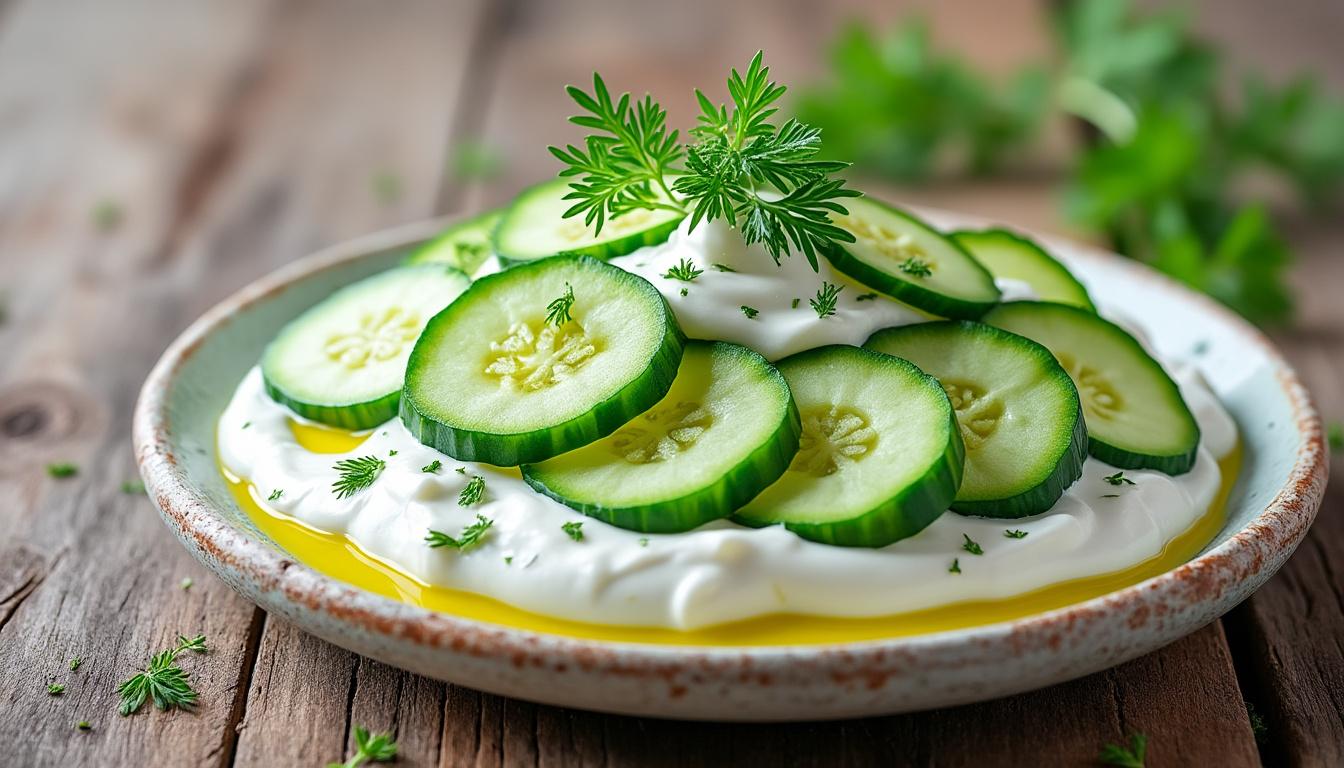 découvrez un menu estival frais et gourmand : concombre au yaourt et aneth, maquereaux grillés accompagnés de fenouil et d'orange, puis nectarines poêlées au beurre salé pour finir sur une touche sucrée.
