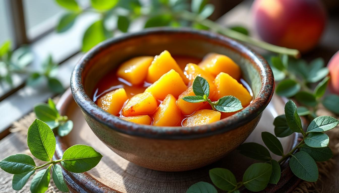 Maïs grillé, avocat et coriandre / Filet de bar grillé, citron confit / Compotée de pêches à la verveine savourez un menu estival composé de maïs grillé à l’avocat et coriandre, filet de bar grillé au citron confit, accompagné d’une compotée de pêches à la verveine pour une touche gourmande et rafraîchissante.