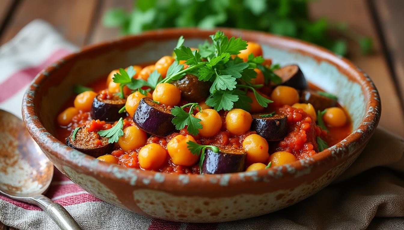 découvrez un menu estival frais et savoureux : melon, concombre et citron vert en entrée, poêlée d’aubergines aux pois chiches et cumin en plat, puis une salade sucrée de figues et groseilles en dessert. gourmand et équilibré !