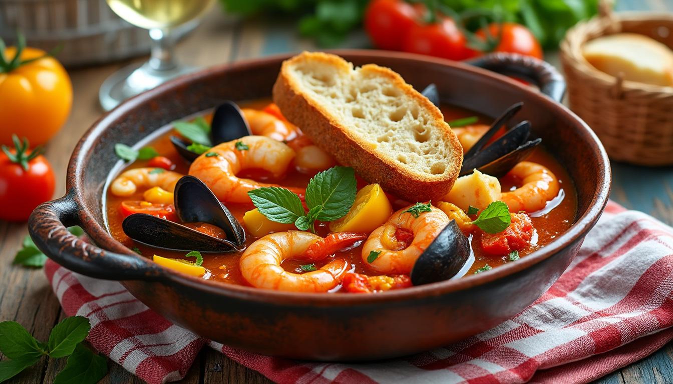 découvrez un menu estival raffiné avec melon, feta et pistaches concassées, suivi d'une bouillabaisse express et d'une salade fraîche de pêches et framboises. des saveurs légères et gourmandes pour vos repas d'été.