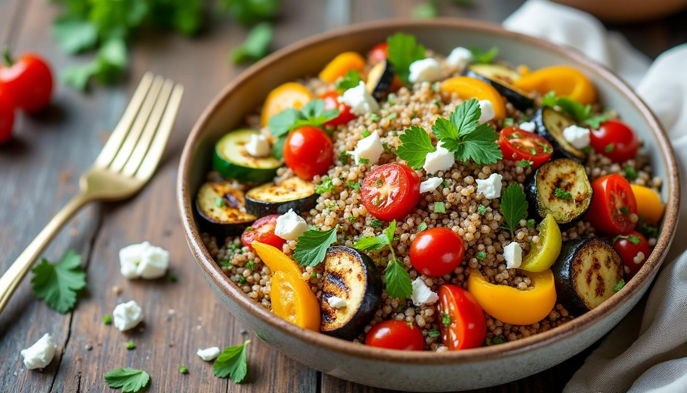 découvrez des recettes rafraîchissantes et gourmandes : salade de pois chiches aux tomates et feta, quinoa aux légumes grillés et feta, et un délicieux clafoutis aux abricots pour un repas complet et estival.