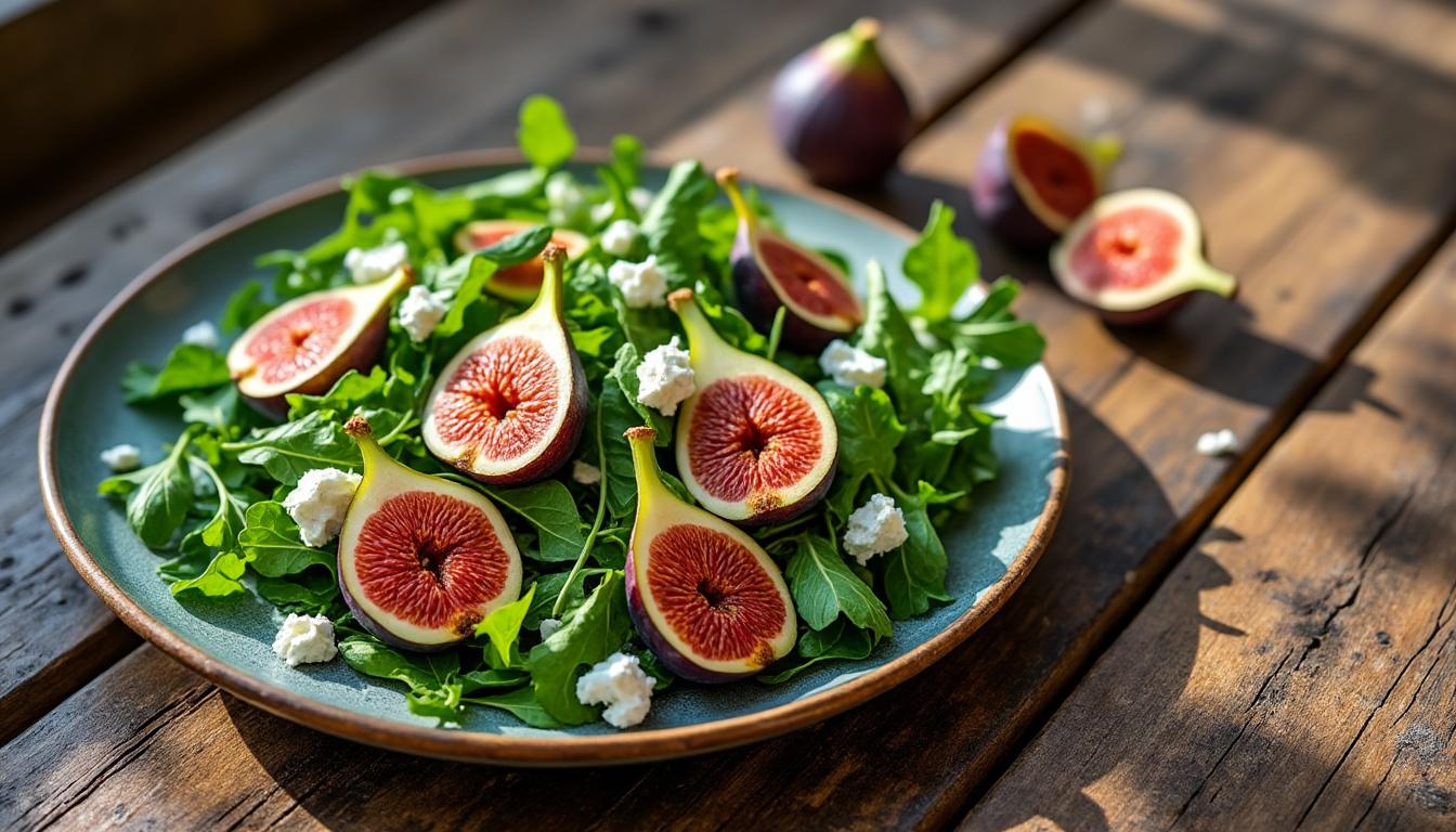 Salade de roquette, figues et chèvre / Farfalles au citron et roquette / Semifreddo aux fruits rouges découvrez un menu estival et gourmand : savourez une salade de roquette, figues et chèvre, des farfalles au citron et roquette, et terminez par un semifreddo aux fruits rouges, pour un repas frais et plein de saveurs.