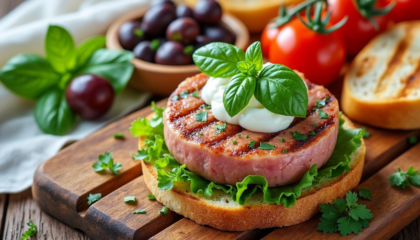 découvrez un menu estival et savoureux : tomates confites à la ricotta et basilic, hamburger de thon frais et soupe glacée de melon. des recettes fraîches et gourmandes pour enchanter vos papilles.