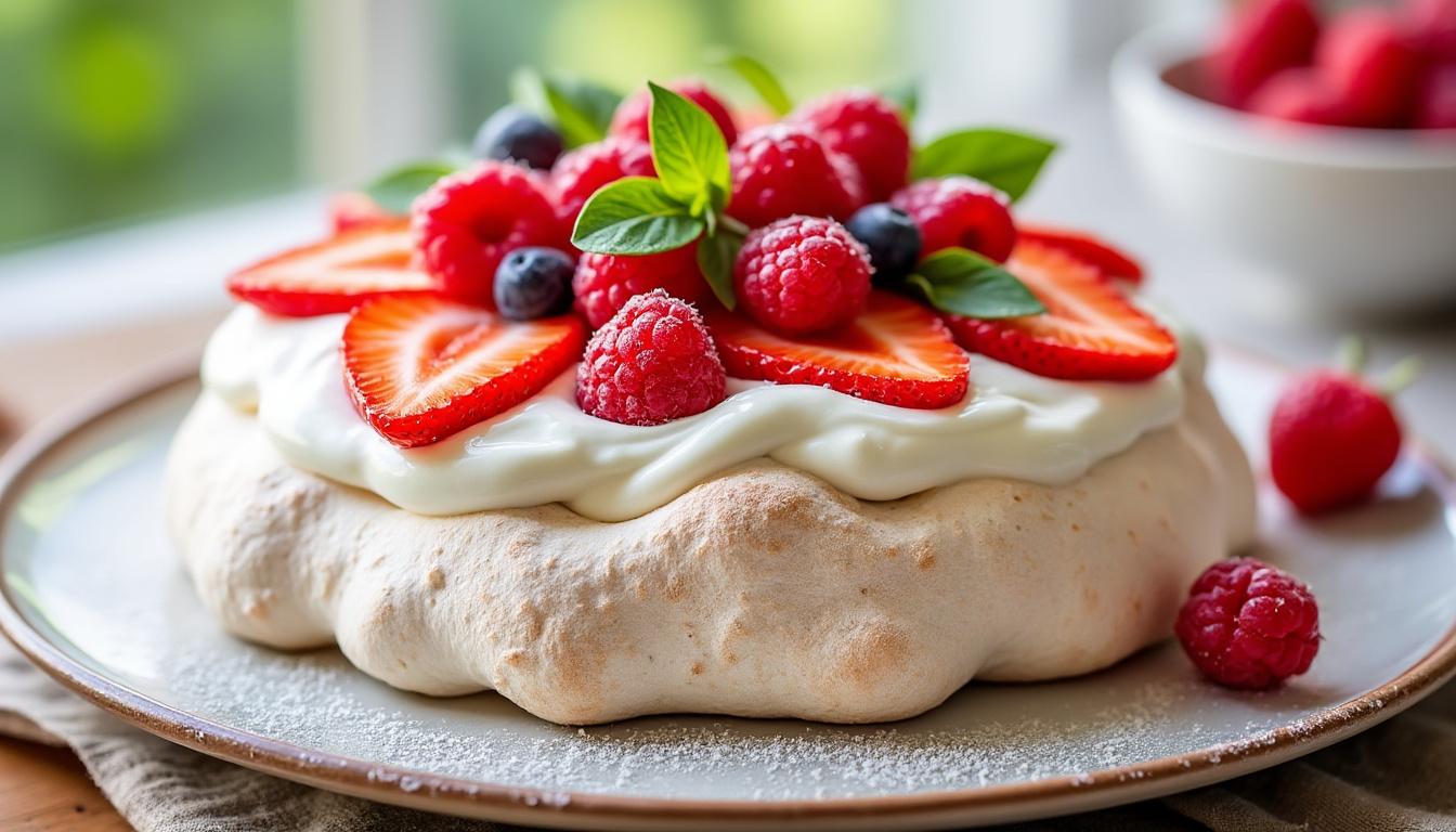 Tomates farcies au chèvre frais / Gratin de courgettes au chèvre et miel / Pavlova fraises-framboises découvrez un menu gourmand : tomates farcies au chèvre frais, gratin de courgettes au chèvre et miel, suivi d'une pavlova aux fraises et framboises. recettes savoureuses et faciles pour régaler vos invités !