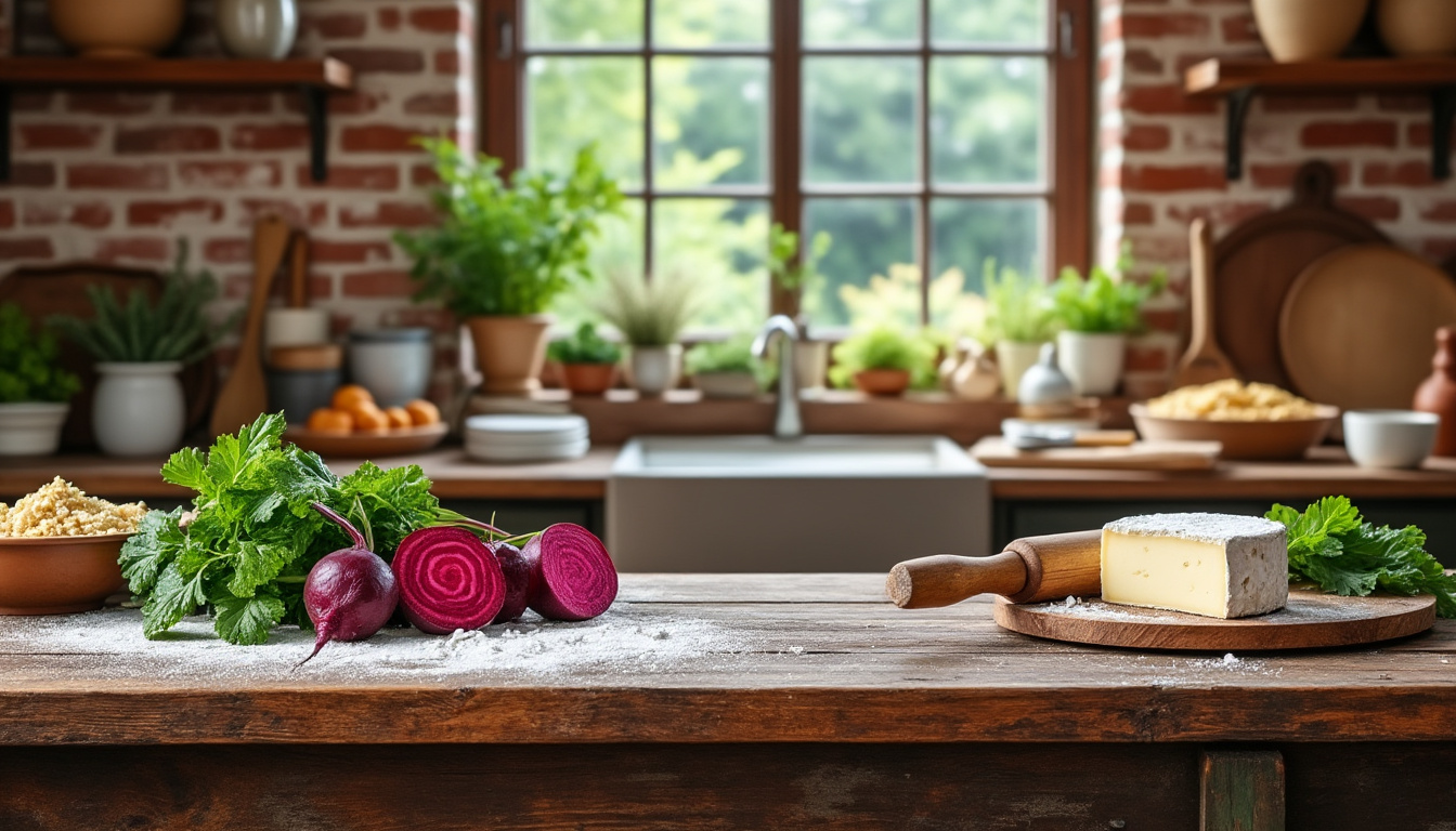 Betteraves rôties et chèvre au yaourt / Quiche braisé aux oignons caramélisés, épeautre / Tarte aux noix au sirop découvrez un menu savoureux : betteraves rôties au chèvre frais et yaourt, quiche d'oignons caramélisés à l’épeautre, et tarte aux noix nappée de sirop. un trio gourmand à savourer en toutes saisons !