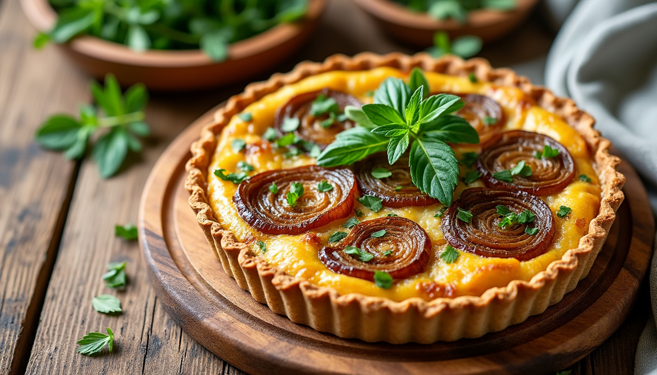 Betteraves rôties et chèvre au yaourt / Quiche braisé aux oignons caramélisés, épeautre / Tarte aux noix au sirop découvrez un menu raffiné : betteraves rôties sur lit de chèvre au yaourt, quiche à l’épeautre garnie d’oignons caramélisés, et terminez par une délicieuse tarte aux noix nappée de sirop. saveurs gourmandes garanties !