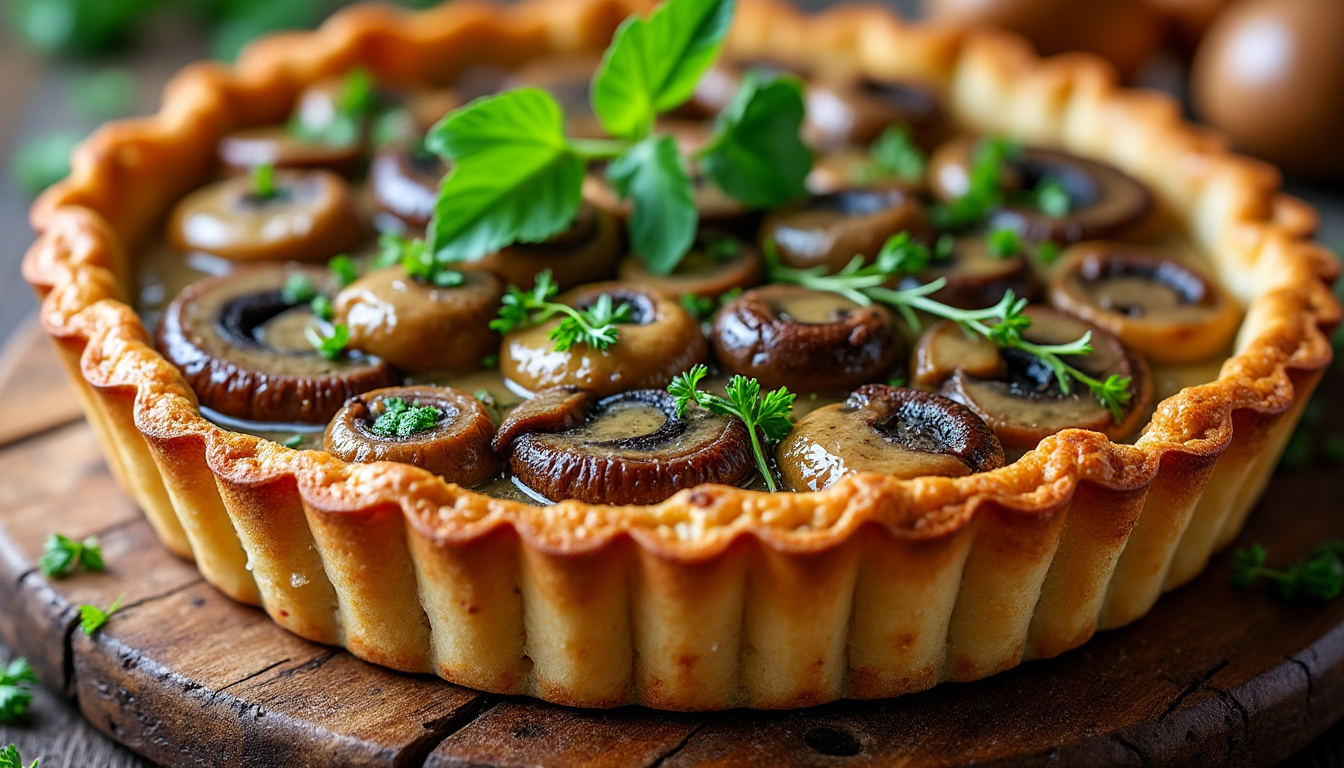 Tarte fine aux champignons / Quiche rôti aux champignons, épeautre / Pommes rôties au miel au citron découvrez notre délicieuse tarte fine aux champignons et épeautre, accompagnée d'une quiche rôti aux champignons. terminez votre repas avec des pommes rôties au miel et citron pour une touche sucrée et gourmande.