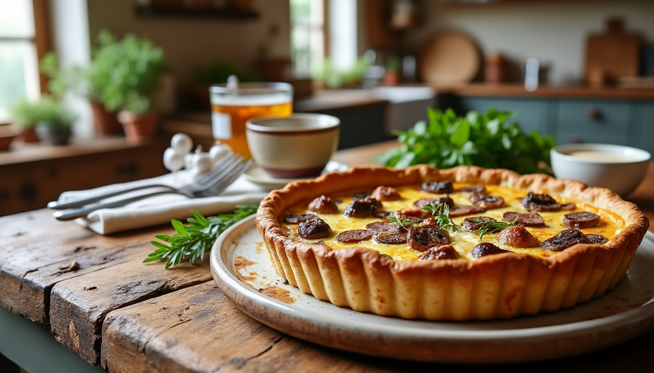 Tarte fine aux champignons / Quiche rôti aux champignons, épeautre / Pommes rôties au miel au citron découvrez notre tarte fine et quiche aux champignons et épeautre, accompagnées de délicieuses pommes rôties au miel et citron. un menu gourmand, savoureux et de saison à partager en toute convivialité !