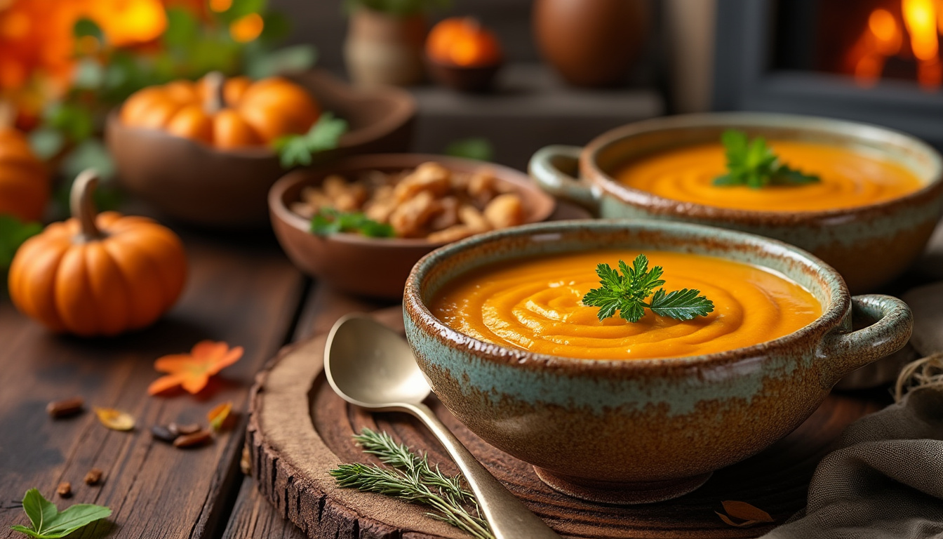 Velouté de potimarron / Quiche au four au vin rouge, polenta crémeuse / Tarte à la figue et amandes découvrez un menu raffiné avec un velouté de potimarron onctueux, une quiche au four relevée de vin rouge sur lit de polenta crémeuse, et terminez sur une touche sucrée avec une tarte à la figue et aux amandes. saveurs gourmandes garanties !