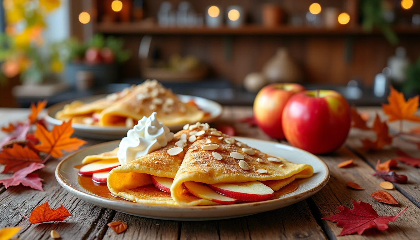 découvrez un menu automnal savoureux : velouté de potimarron sublimé à la noisette, rôti de porc mijoté au vin rouge accompagné d'un gratin de potimarron, et terminez par de délicieuses crêpes aux pommes et amandes. parfait pour un repas réconfortant et gourmand.