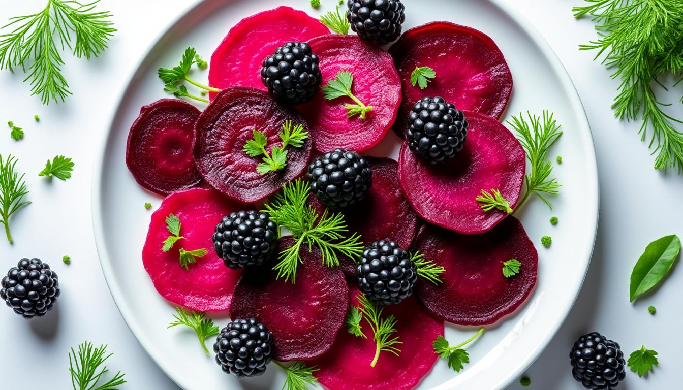 Carpaccio de betteraves au yaourt / Canard mijoté aux cèpes, légumes rôtis / Fondant au chocolat découvrez un menu gourmand : carpaccio de betteraves au yaourt frais, suivi d’un canard mijoté aux cèpes et légumes rôtis, puis d’un fondant au chocolat irrésistible. une explosion de saveurs raffinées à chaque étape du repas.