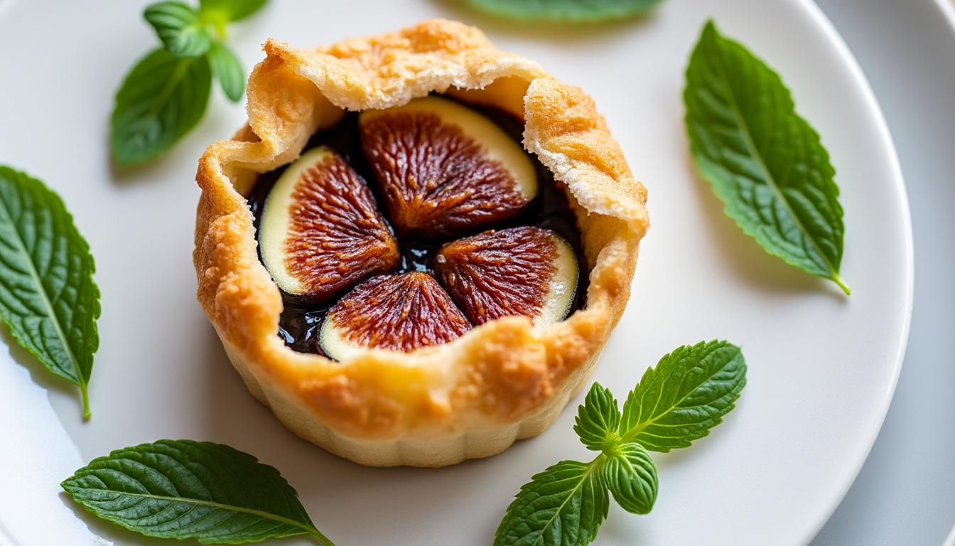 découvrez un menu raffiné avec un carpaccio de betteraves aux herbes, une pintade rôtie accompagnée de champignons et de légumes rôtis, suivi d’une tarte à la figue relevée de menthe, pour une expérience gourmande et équilibrée.