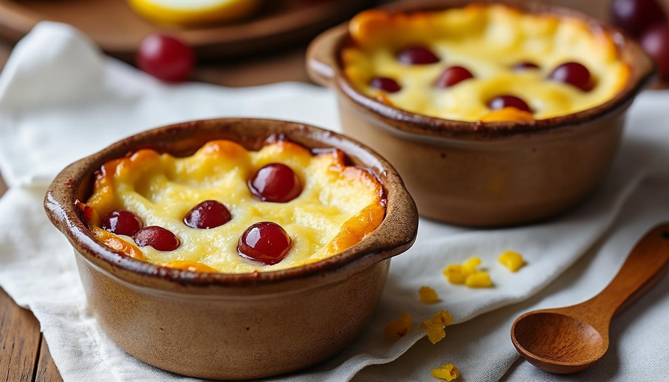 découvrez un menu savoureux : poireaux vinaigrette en entrée, polenta au four au vin rouge et épeautre en plat, suivi d’un clafoutis aux raisins parfumé au citron en dessert. une expérience gourmande et équilibrée à partager.