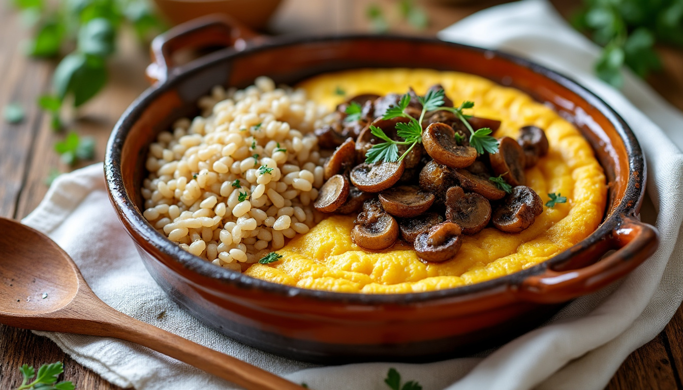 découvrez un menu savoureux et équilibré : salade croquante de chou rouge et pommes, polenta au four parfumée aux cèpes et épeautre, suivie d’une tarte aux pommes rustique au miel. un trio gourmand, sain et de saison !