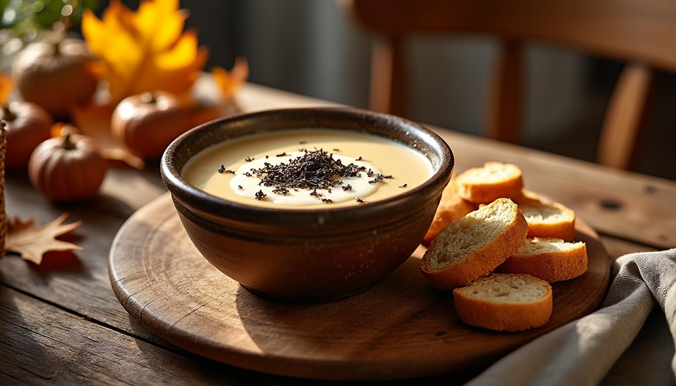 savourez un menu raffiné composé d’un velouté onctueux de châtaignes au parmesan, d’une daube mijotée au thym accompagnée de purée de pommes de terre, et d’une mousse délicate aux châtaignes parfumée au miel.