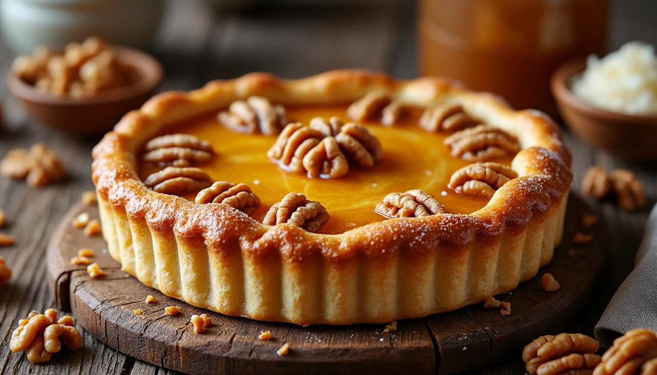 Velouté de topinambours à l'huile d'olive / Risotto braisé aux oignons caramélisés, carottes glacées / Tarte aux noix au miel découvrez un menu raffiné : velouté de topinambours relevé d'huile d'olive, risotto braisé aux oignons caramélisés et carottes glacées, suivi d'une délicieuse tarte aux noix nappée de miel. un voyage de saveurs gourmandes et authentiques.