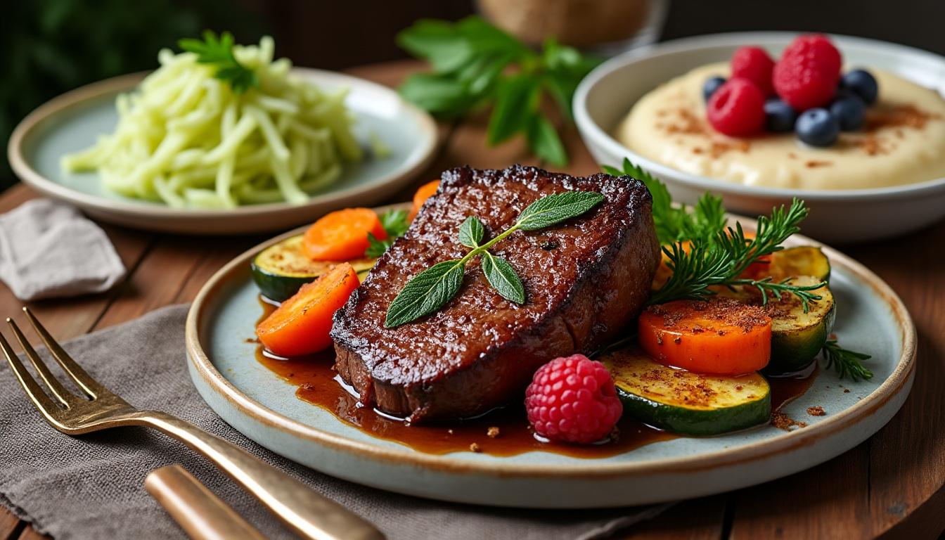 savourez un menu raffiné : céleri rémoulade en entrée, filet mignon poêlé à la sauge et légumes rôtis en plat, suivi d'un riz au lait délicatement parfumé à la vanille.